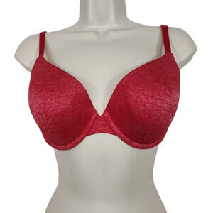 Victorias Secret Uplift Semi Demi Bra Women Size 34D Heather Red Underwire